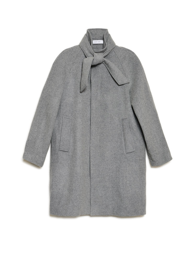Morrigan Coat with Neck Tie, Soft Grey