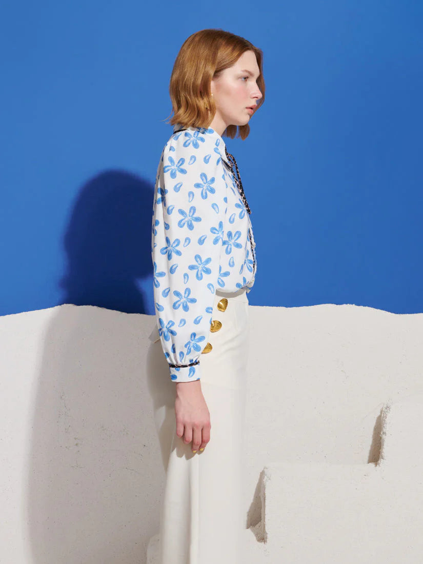 Siro Print Blouse, White