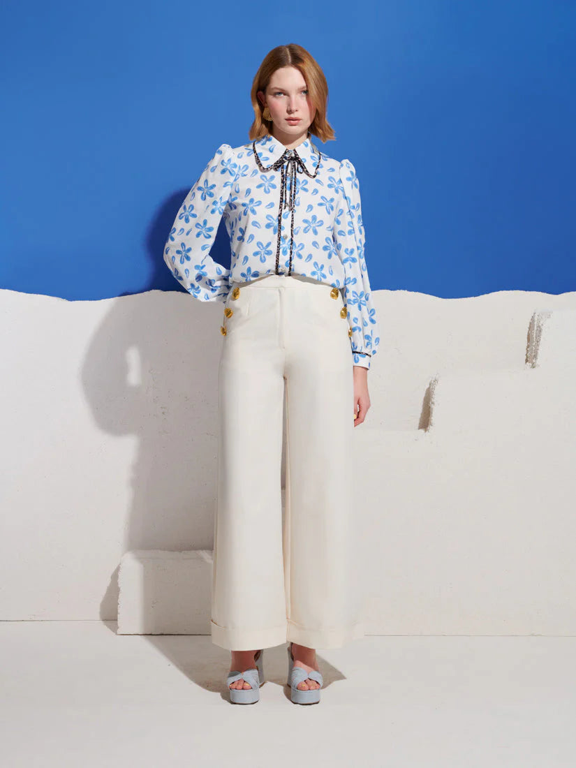 Siro Print Blouse, White