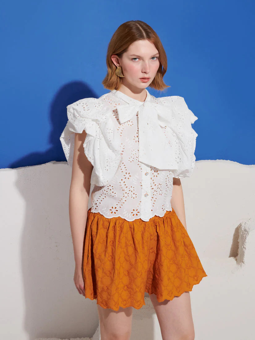 Sofia Bow Blouse, White
