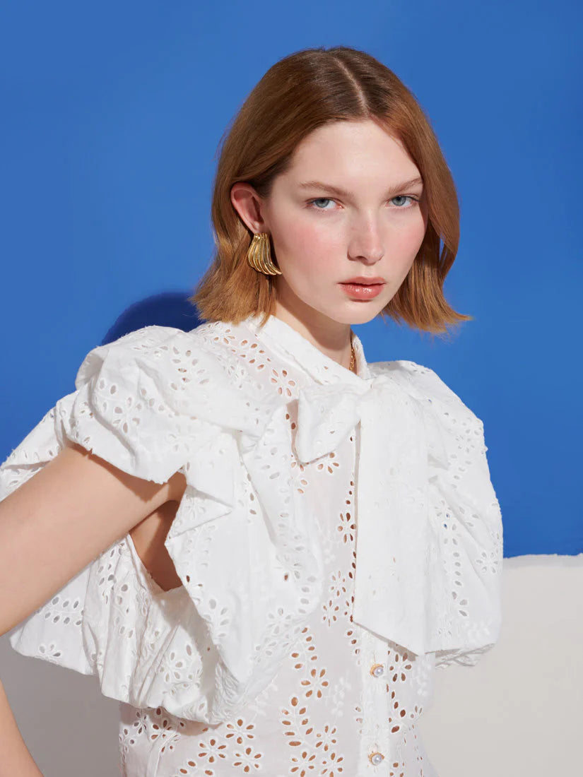 Sofia Bow Blouse, White