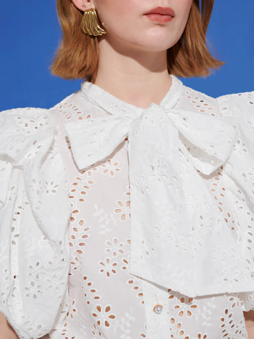 Sofia Bow Blouse, White