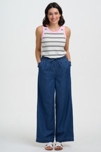 Megan Scallop Trousers, Deep Blue Denim