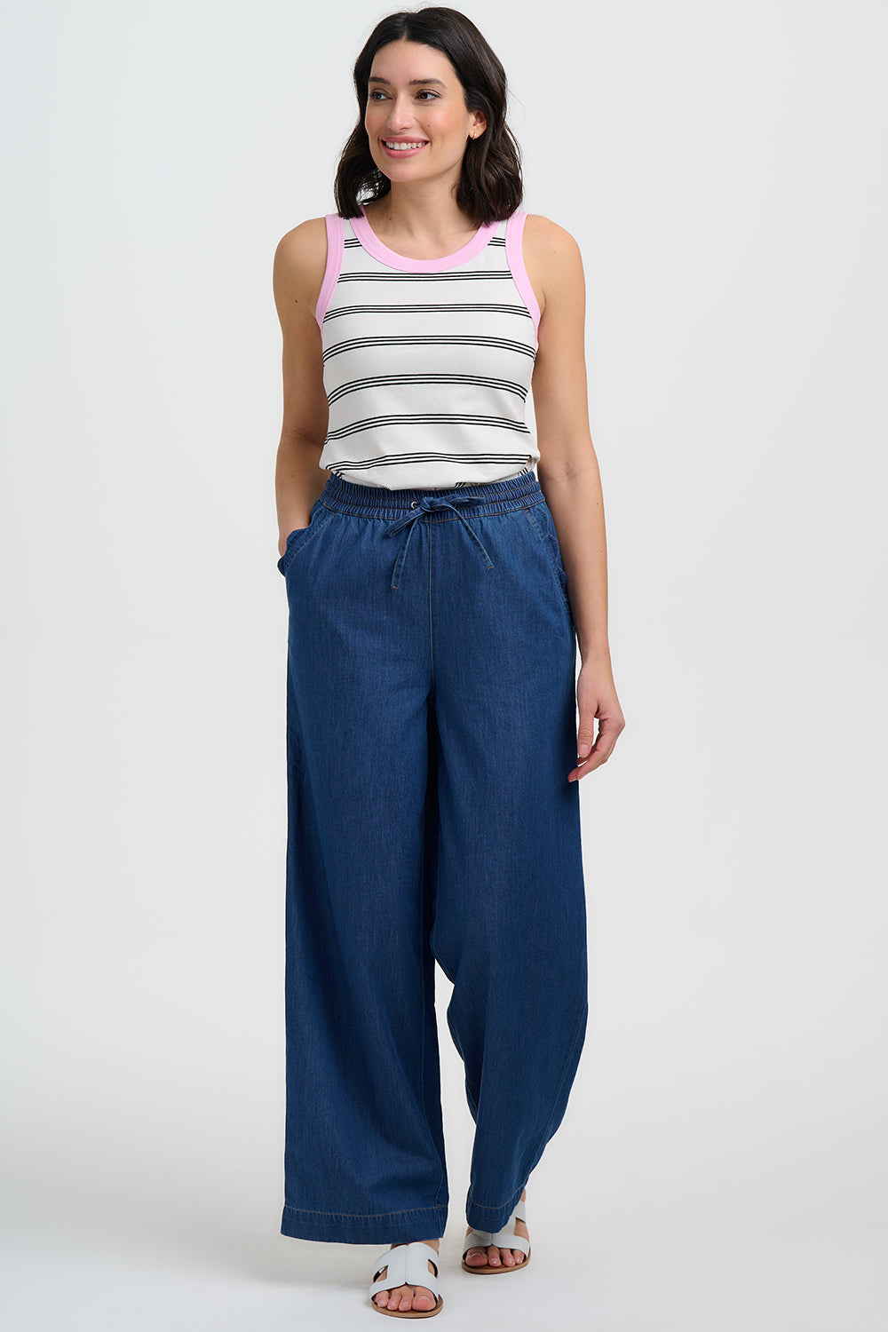 Megan Scallop Trousers, Deep Blue Denim
