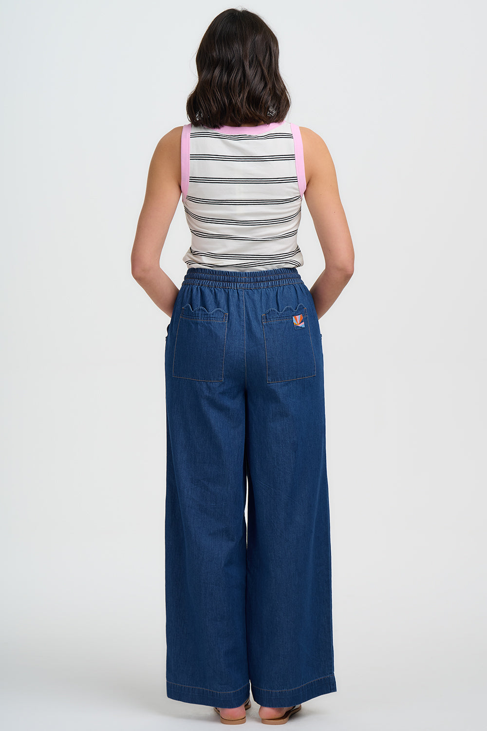 Megan Scallop Trousers, Deep Blue Denim