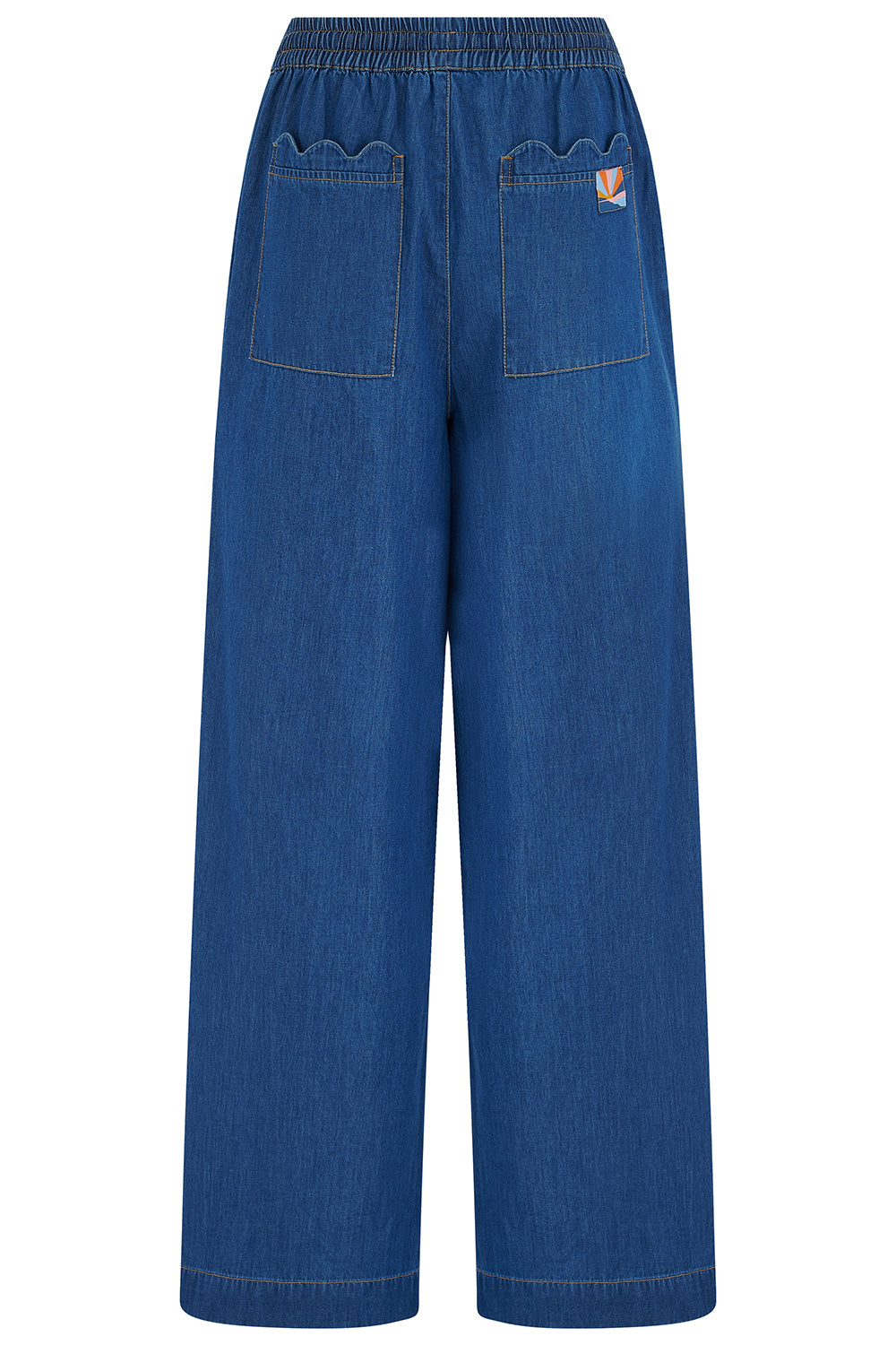 Megan Scallop Trousers, Deep Blue Denim