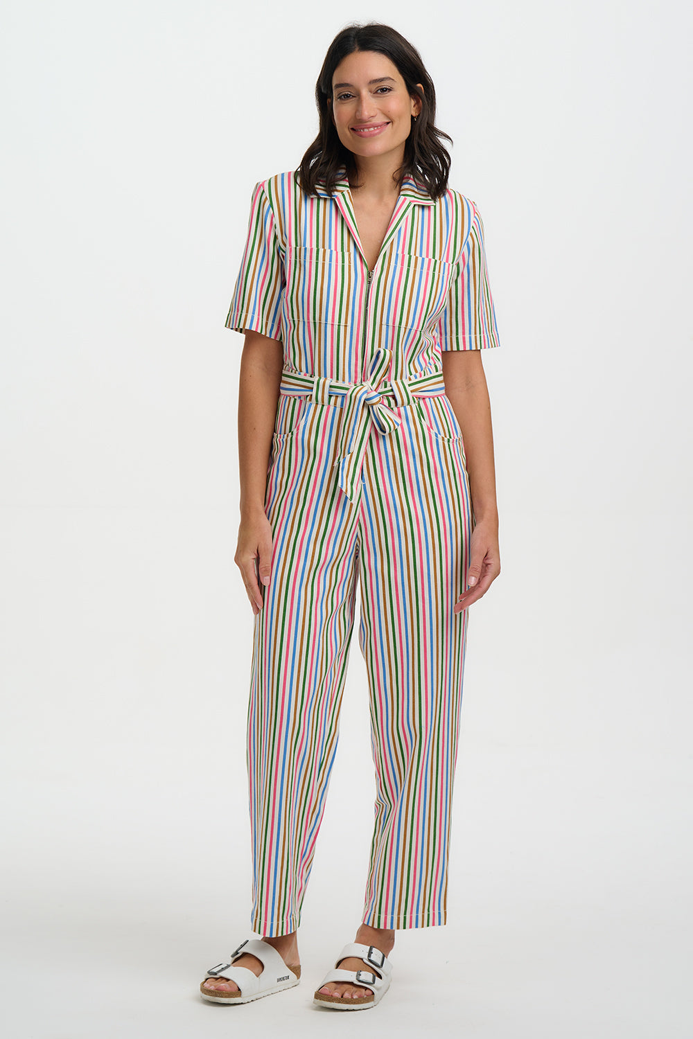 Meredith Boiler Suit, Multi, Colourful Canvas Stripe