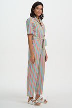 Meredith Boiler Suit, Multi, Colourful Canvas Stripe