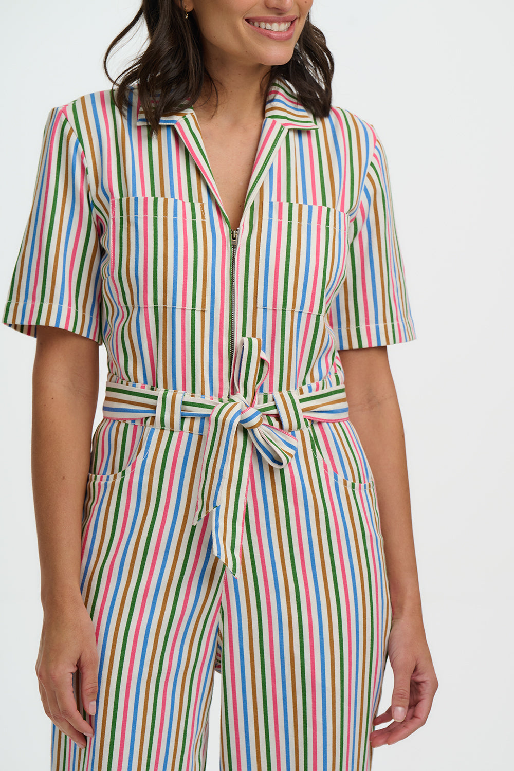 Meredith Boiler Suit, Multi, Colourful Canvas Stripe