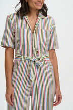 Meredith Boiler Suit, Multi, Colourful Canvas Stripe