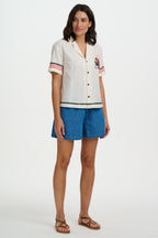 Michelle Shirt, Off-White, Pink Leopard