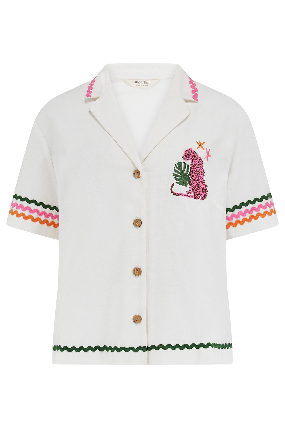 Michelle Shirt, Off-White, Pink Leopard