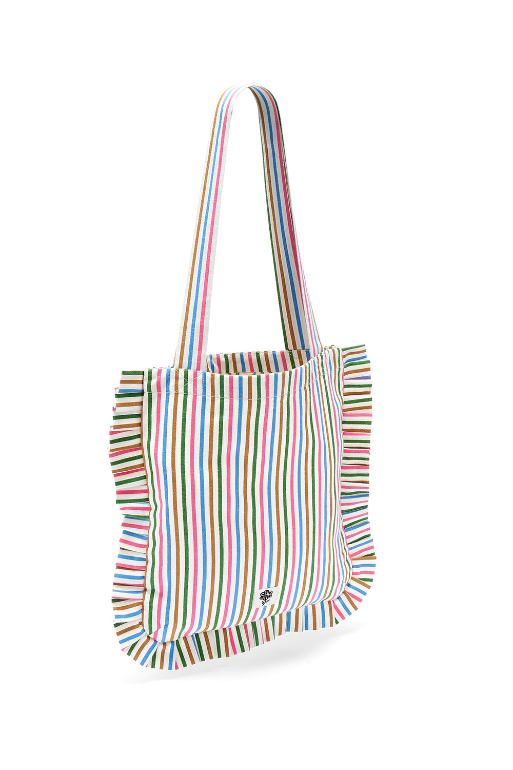 Monica Frill Tote Bag, Colourful Canvas Stripes