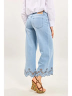 Colette Floral Detail Jean, Light Blue Denim