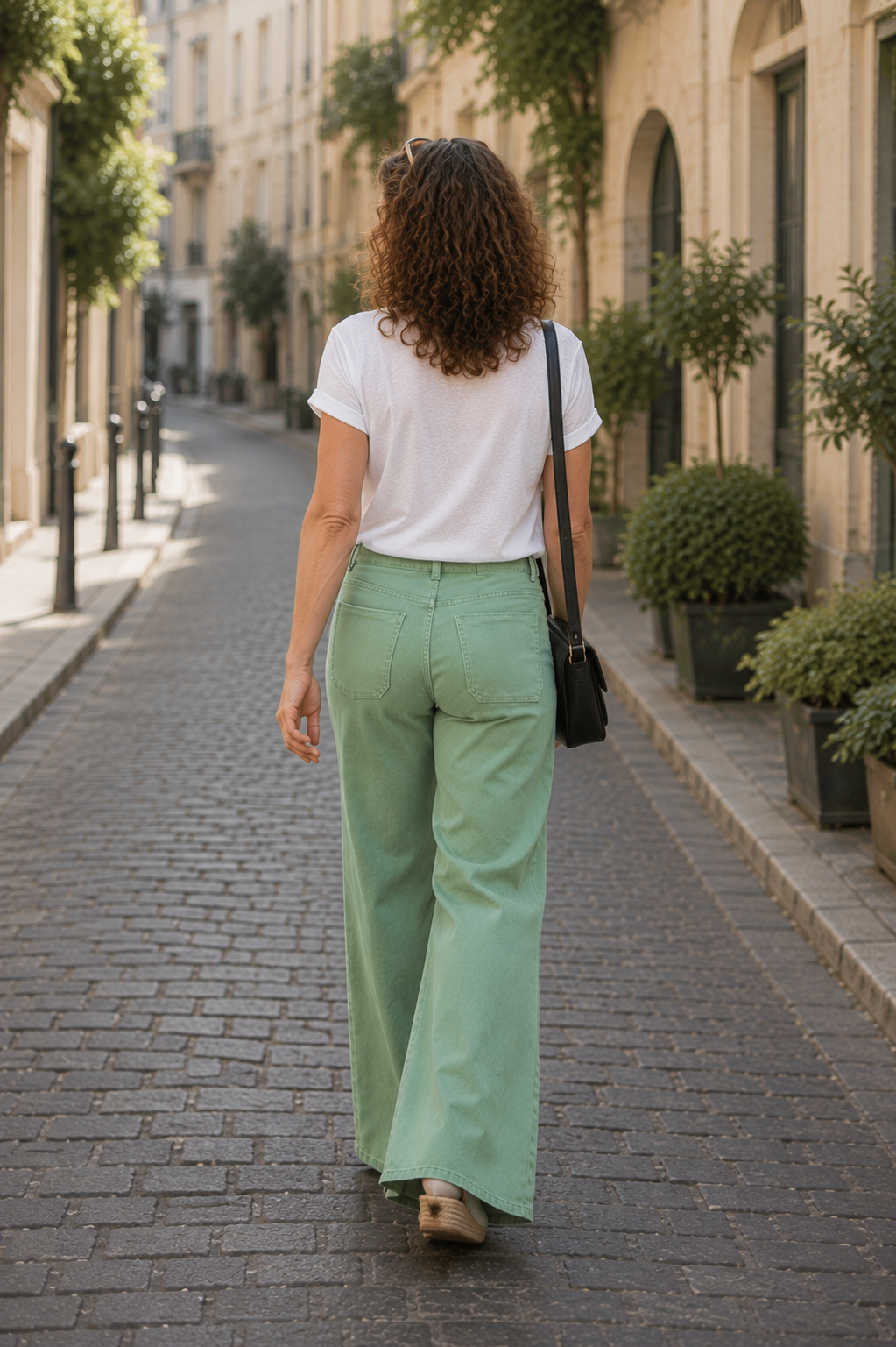 Minna Wide Leg Jeans, Sage Green