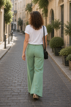 Minna Wide Leg Jeans, Sage Green