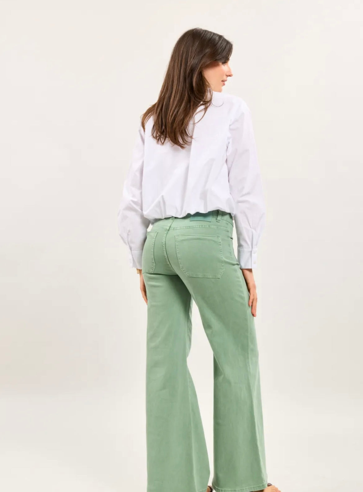 Minna Wide Leg Jeans, Sage Green