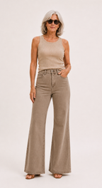 Sertra Wide Leg Jean, Taupe