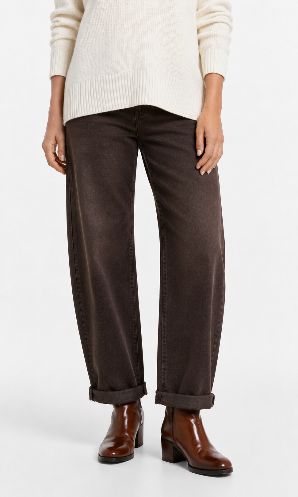 Tia Barrel Jean, Chocolate Brown