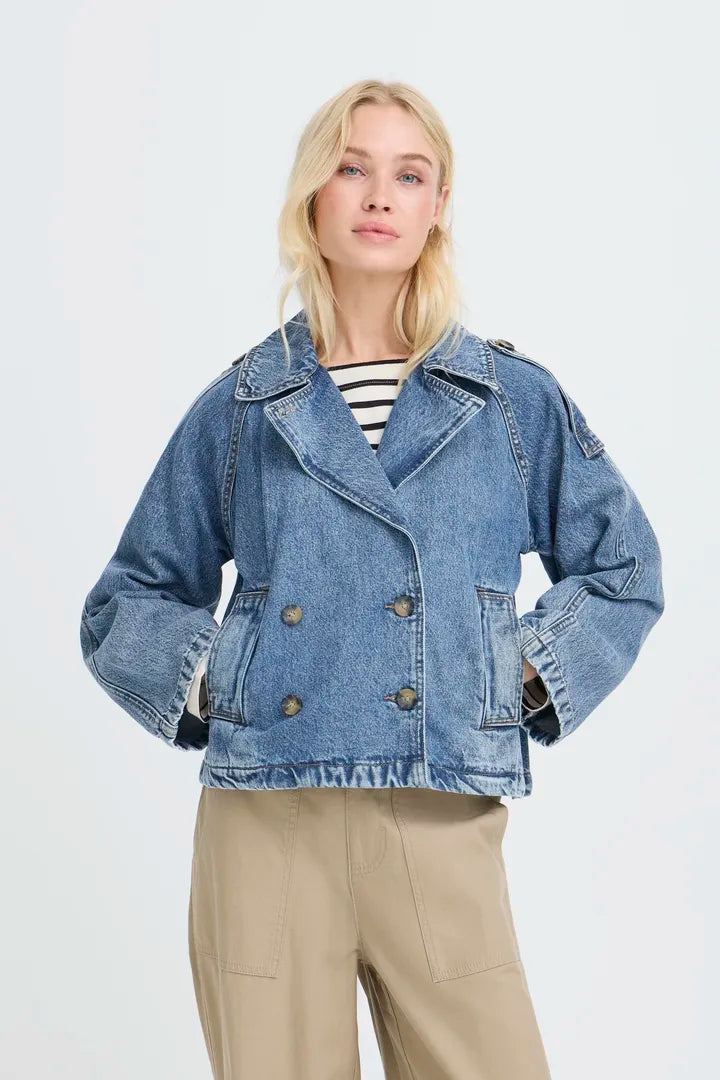 Citan Crop Trench, Blue Denim