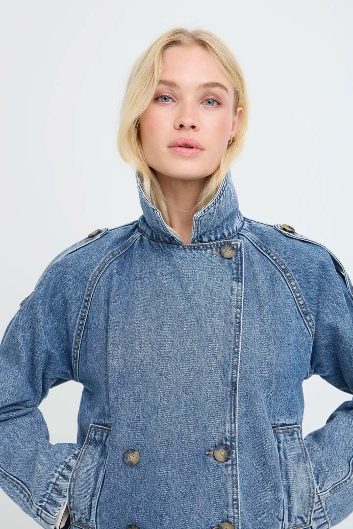 Citan Crop Trench, Blue Denim