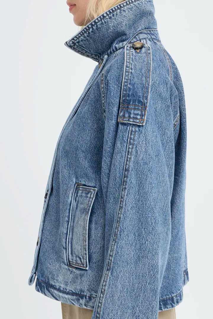 Citan Crop Trench, Blue Denim
