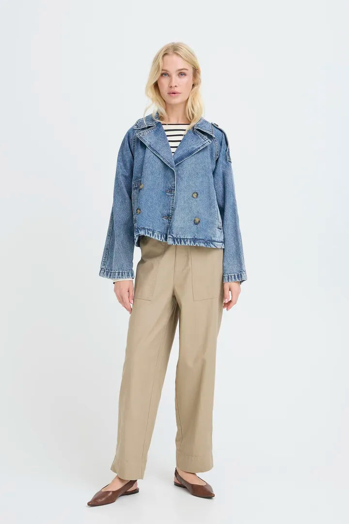 Citan Crop Trench, Blue Denim