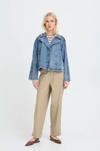 Citan Crop Trench, Blue Denim