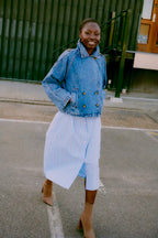 Citan Crop Trench, Blue Denim