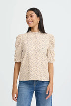 Gabria Shirt, Oyster Grey Ditsy Floral