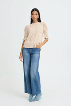 Gabria Shirt, Oyster Grey Ditsy Floral