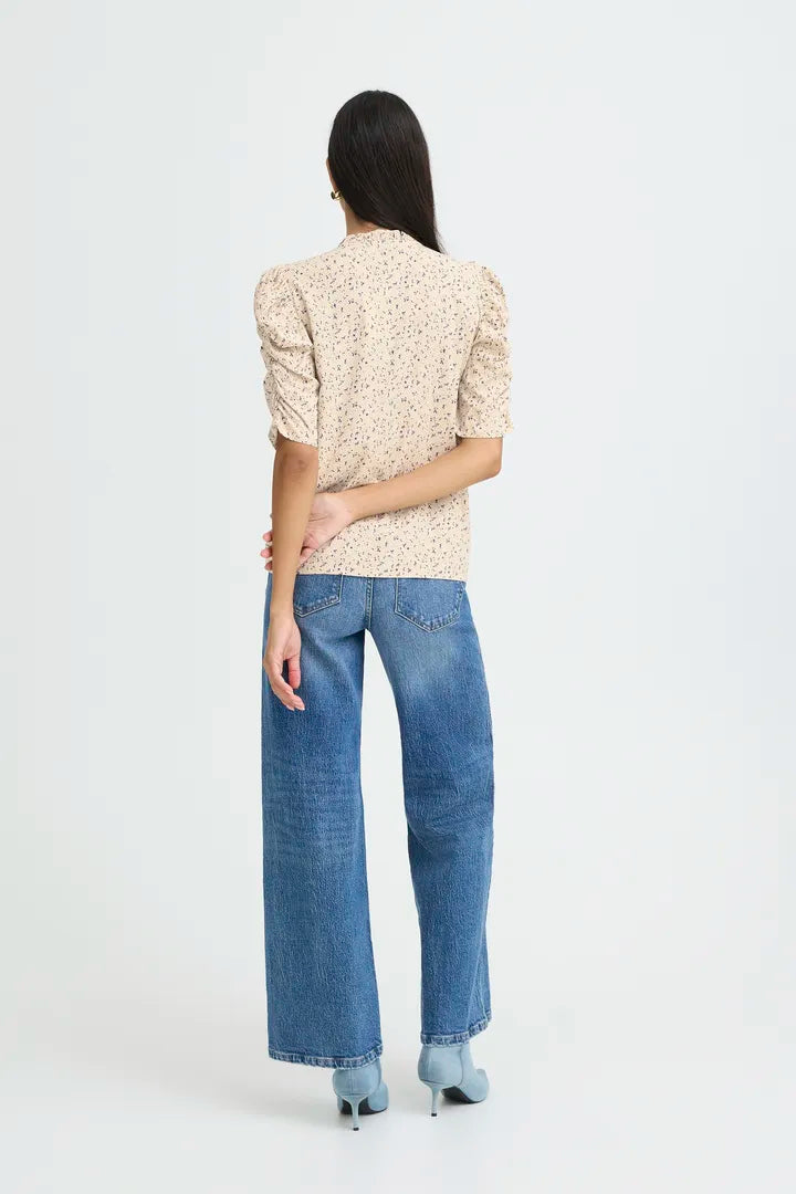 Gabria Shirt, Oyster Grey Ditsy Floral