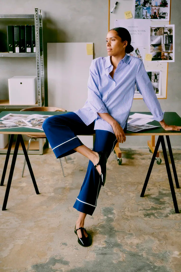 Hanio Tape Shirt, Della Robbia Blue Stripe