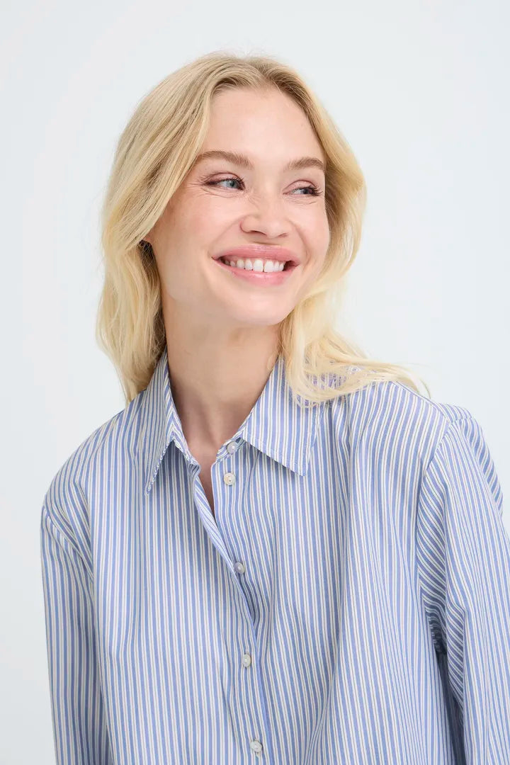 Hanio Tape Shirt, Della Robbia Blue Stripe