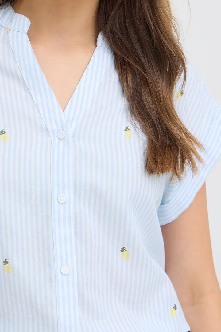 Isilas Shirt, Blue Stripe Pineapple