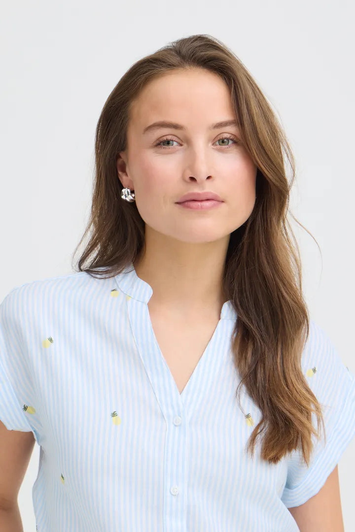Isilas Shirt, Blue Stripe Pineapple