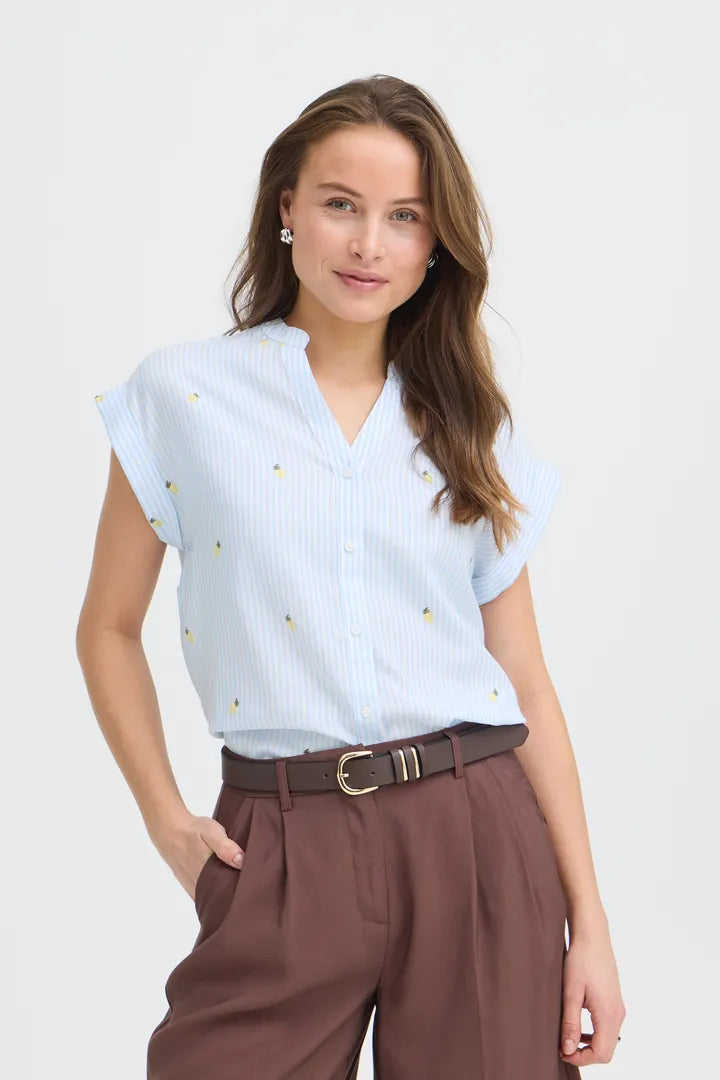 Isilas Shirt, Blue Stripe Pineapple