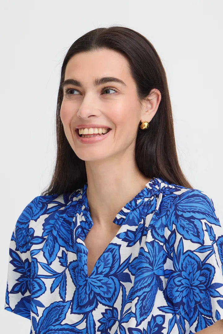 Kaia Blouse, Nebulas Blue Flowers