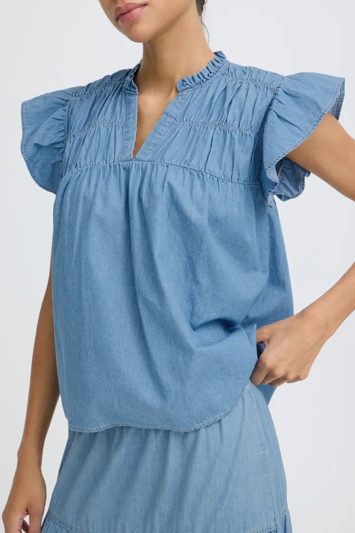 Kashe Blouse, Light Blue Denim