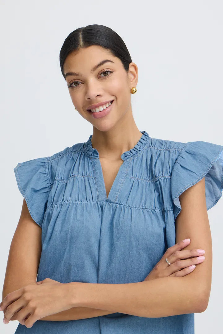 Kashe Blouse, Light Blue Denim