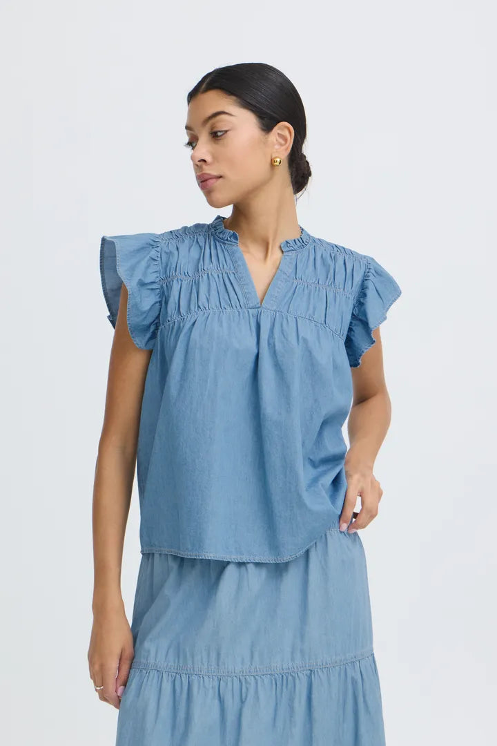 Kashe Blouse, Light Blue Denim