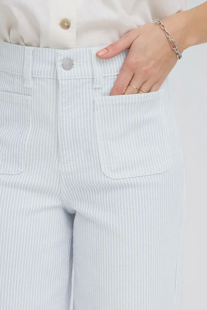Kasion Wide Pocket Jeans, Light Blue Denim Stripe
