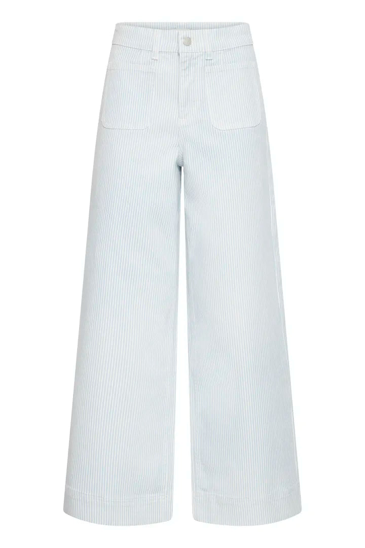 Kasion Wide Pocket Jeans, Light Blue Denim Stripe