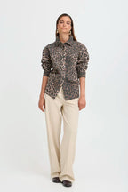 Kenna Long-Sleeved Shirt, Denim Leopard Mix
