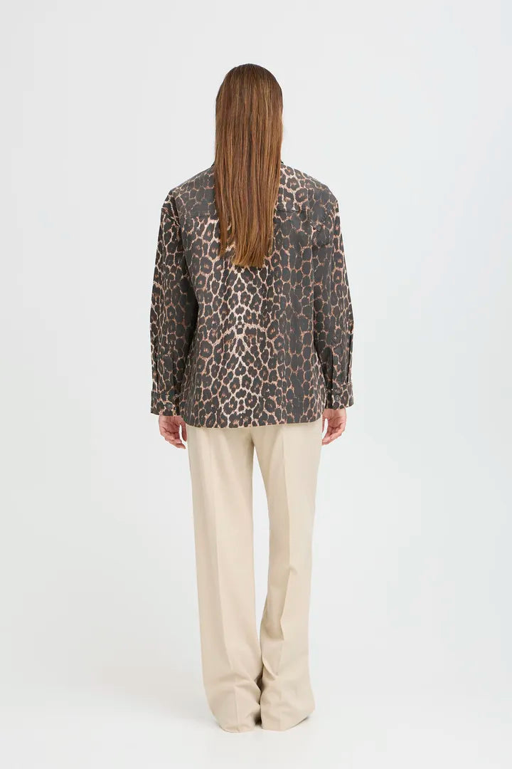 Kenna Long-Sleeved Shirt, Denim Leopard Mix
