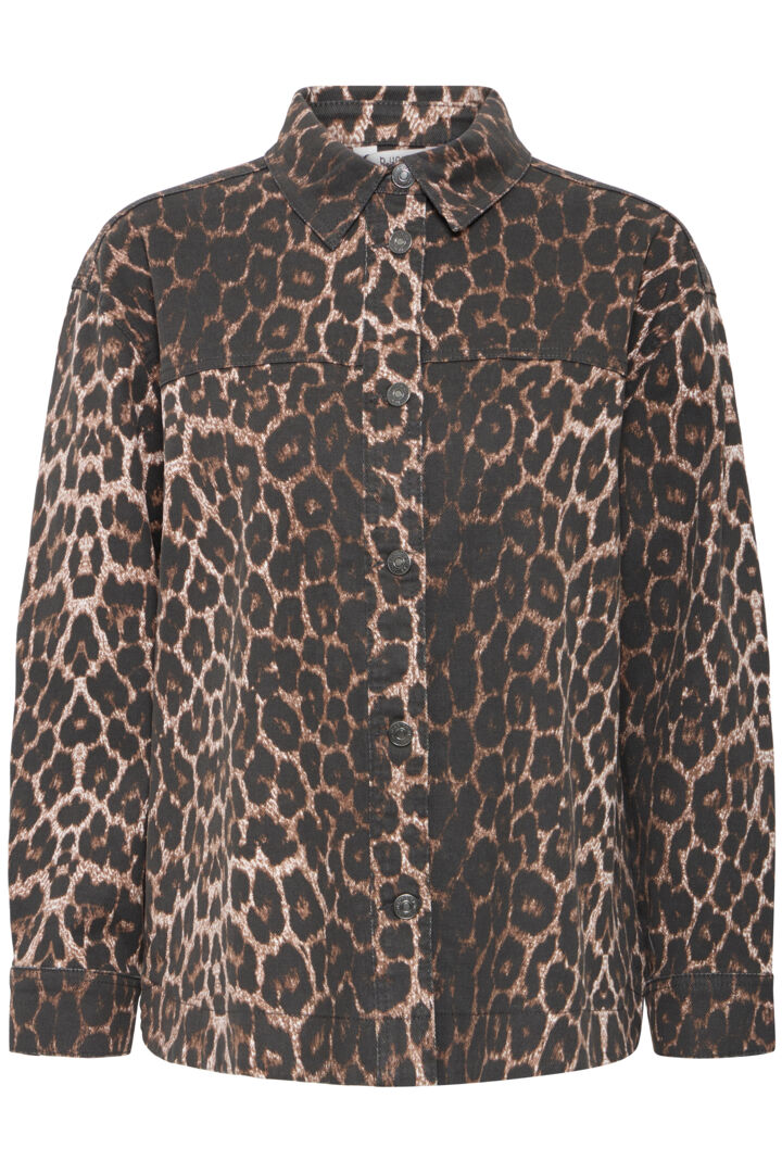 Kenna Long-Sleeved Shirt, Denim Leopard Mix