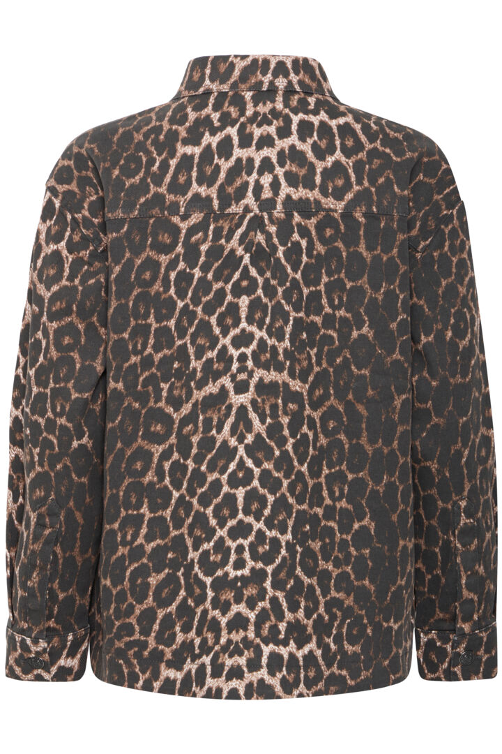 Kenna Long-Sleeved Shirt, Denim Leopard Mix