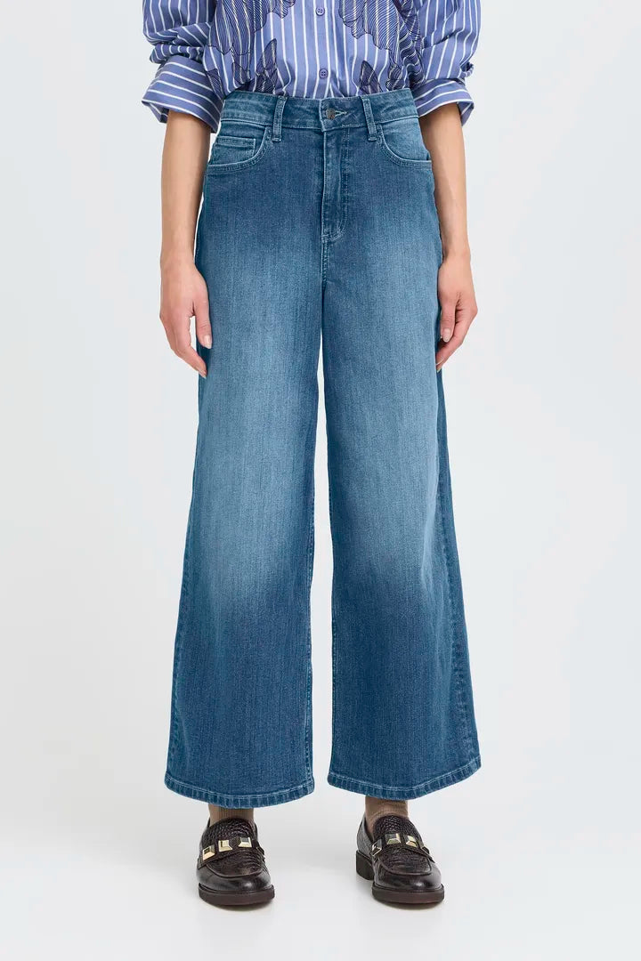 Komma Embroidered Jeans, Medium Blue Denim