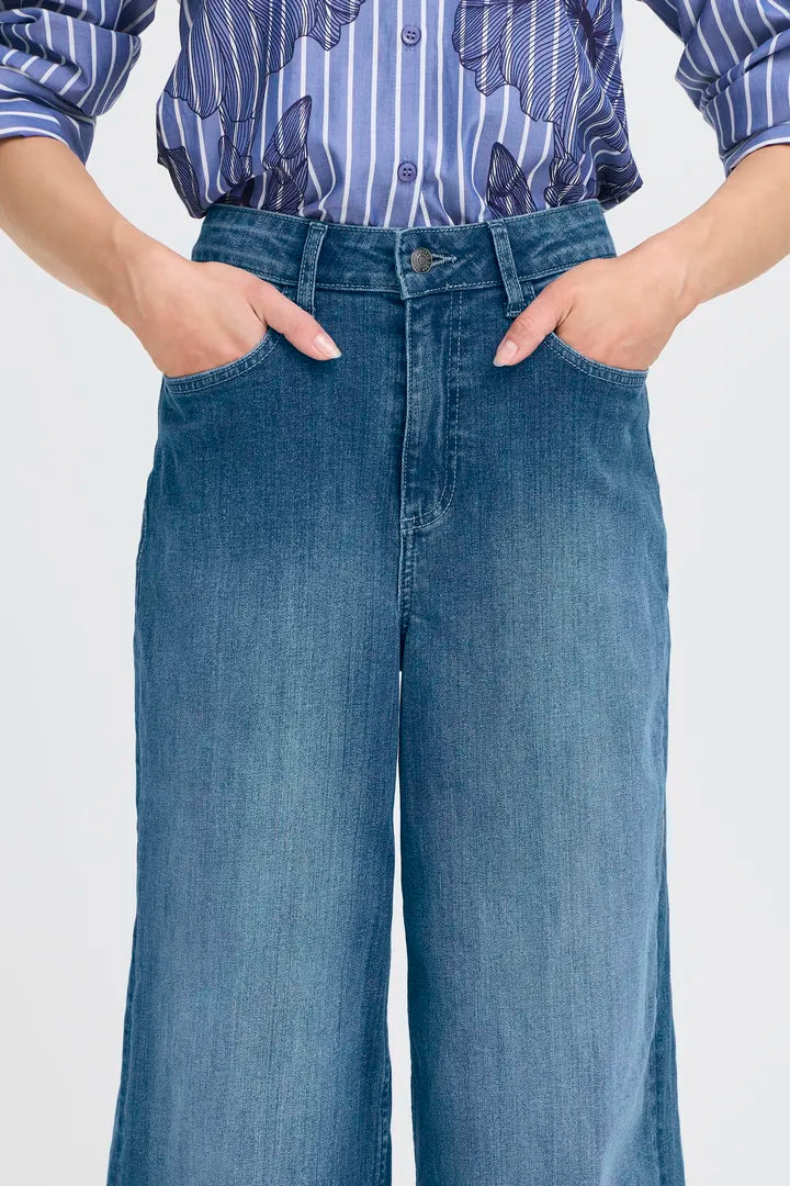 Komma Embroidered Jeans, Medium Blue Denim