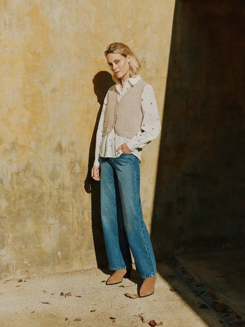Komma Embroidered Jeans, Medium Blue Denim